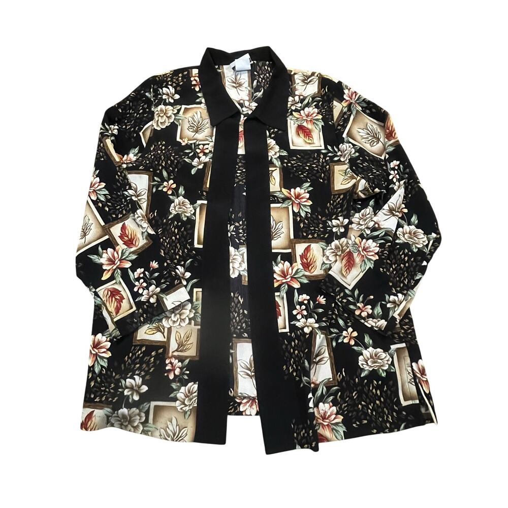 Vintage BonWorth Floral Open Front Cardigan Womens Large Cottagecore Long Sleeve